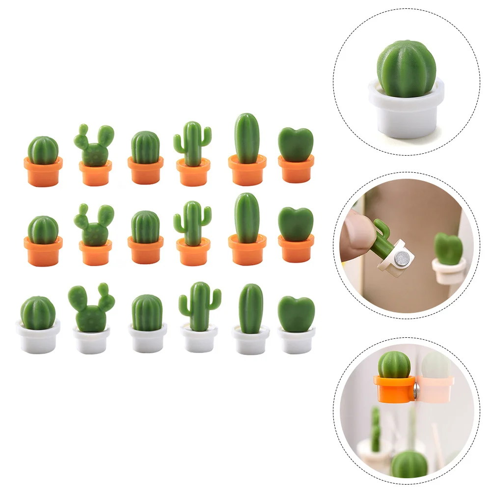 

18Pcs Magnetic Cactus Fridge Magnets Decorative Message Stickers Refrigerator Board Notes Pin Magnets Household Office Use