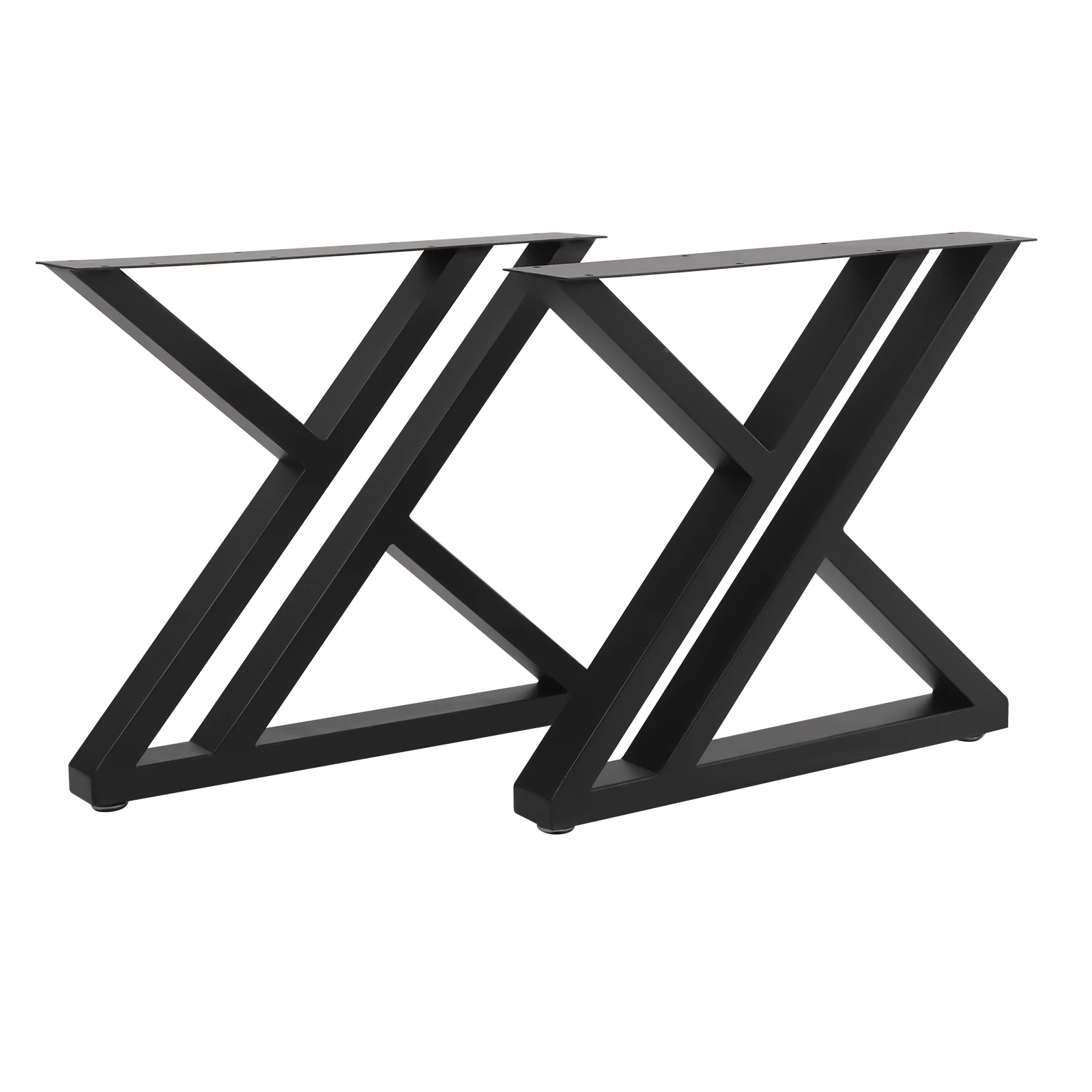 2 Stück X-förmige schwarze 16-Zoll-Vierkantrohr-Möbelbeine, moderne Metall-Couchtischbeine, industrielle, robuste Metall-Schreibtischbeine – Detail 12