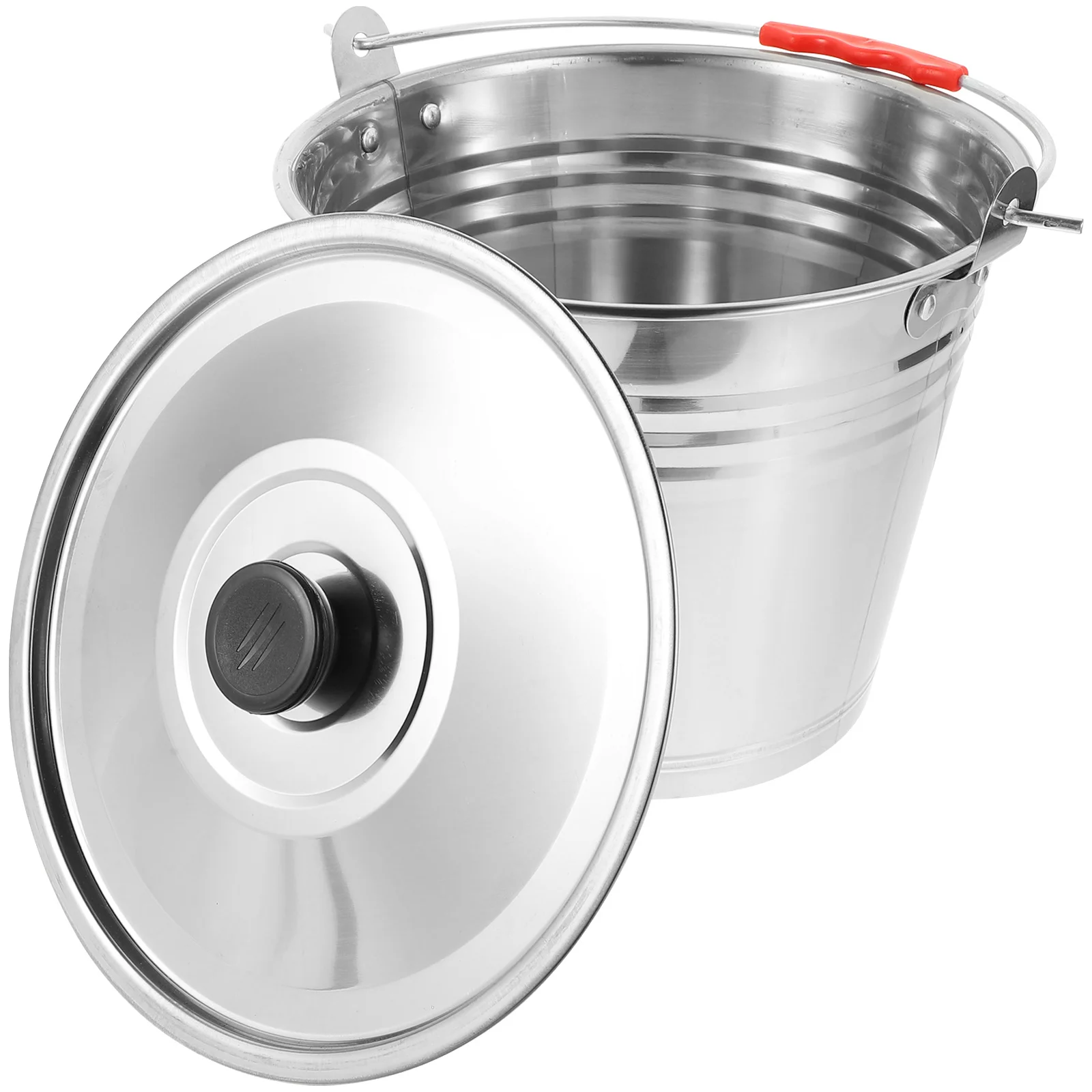 1pc Stainless Steel Round Bucket 5L Thickened Pail For Milk Water Storage Durable Multi-Functional Ranch Household Pasture Ice