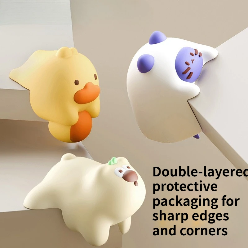 4pcs Cartoon Silicone Corner Protectors for Baby, Soft Right Angle Edge Guards, Anti-collision Cover for Table Window Furniture