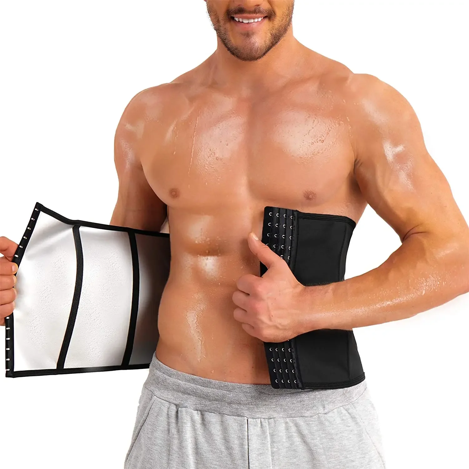 

Men Waist Trainer Trimmer for Weight Loss Belt Slimming Body Shaper Sweat Sport Girdle Workout Neoprene-Free Waist Cincher