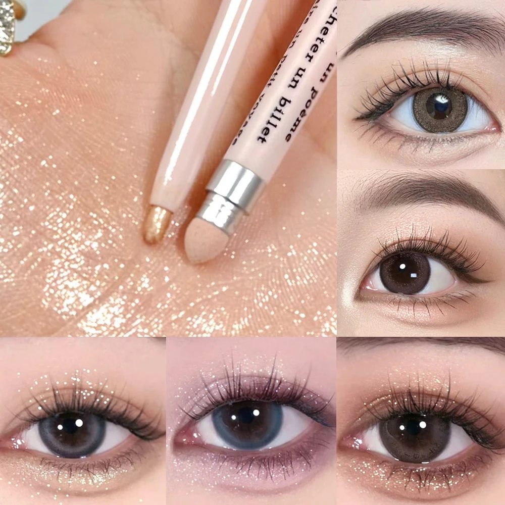 Lápiz de gusano de seda de doble punta, doble perla, mate, maquillaje de ojos, contorno, maquillaje líquido impermeable, resaltador duradero, cosmético coreano