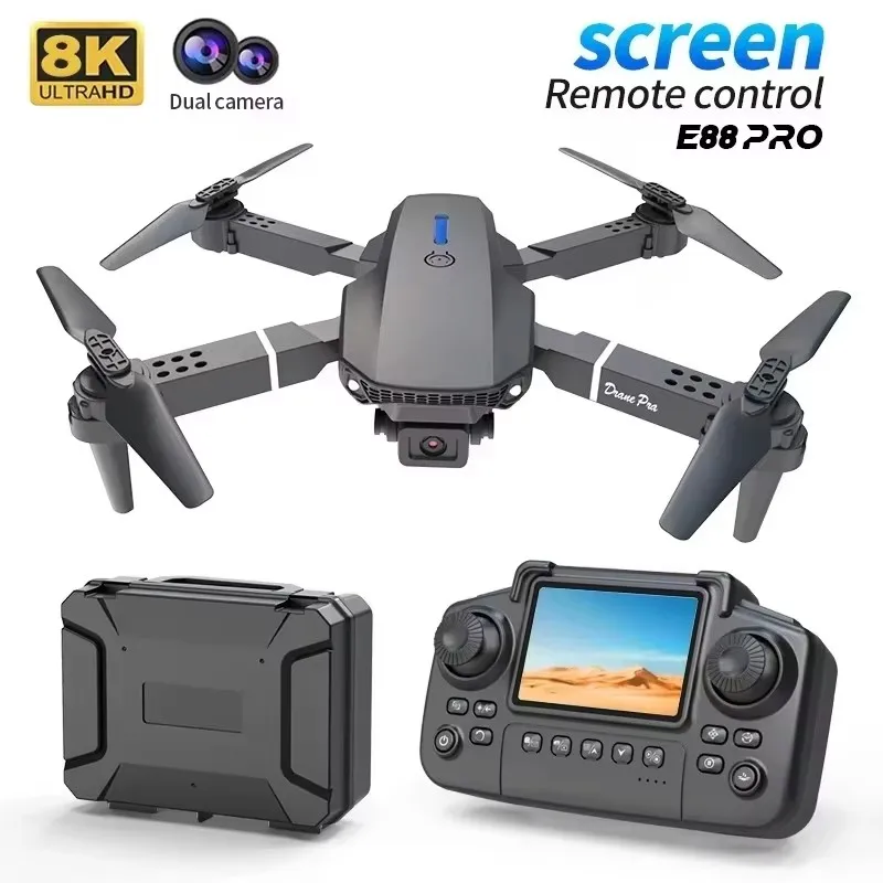 E88 Pro Neue Verbesserte Drohne 4K Dual-Kamera HD Luftbildfotografie Drohne mit Bildschirm Faltbarer Quadcopter RC-Spielzeug für Kinder Jungen Geschenke
