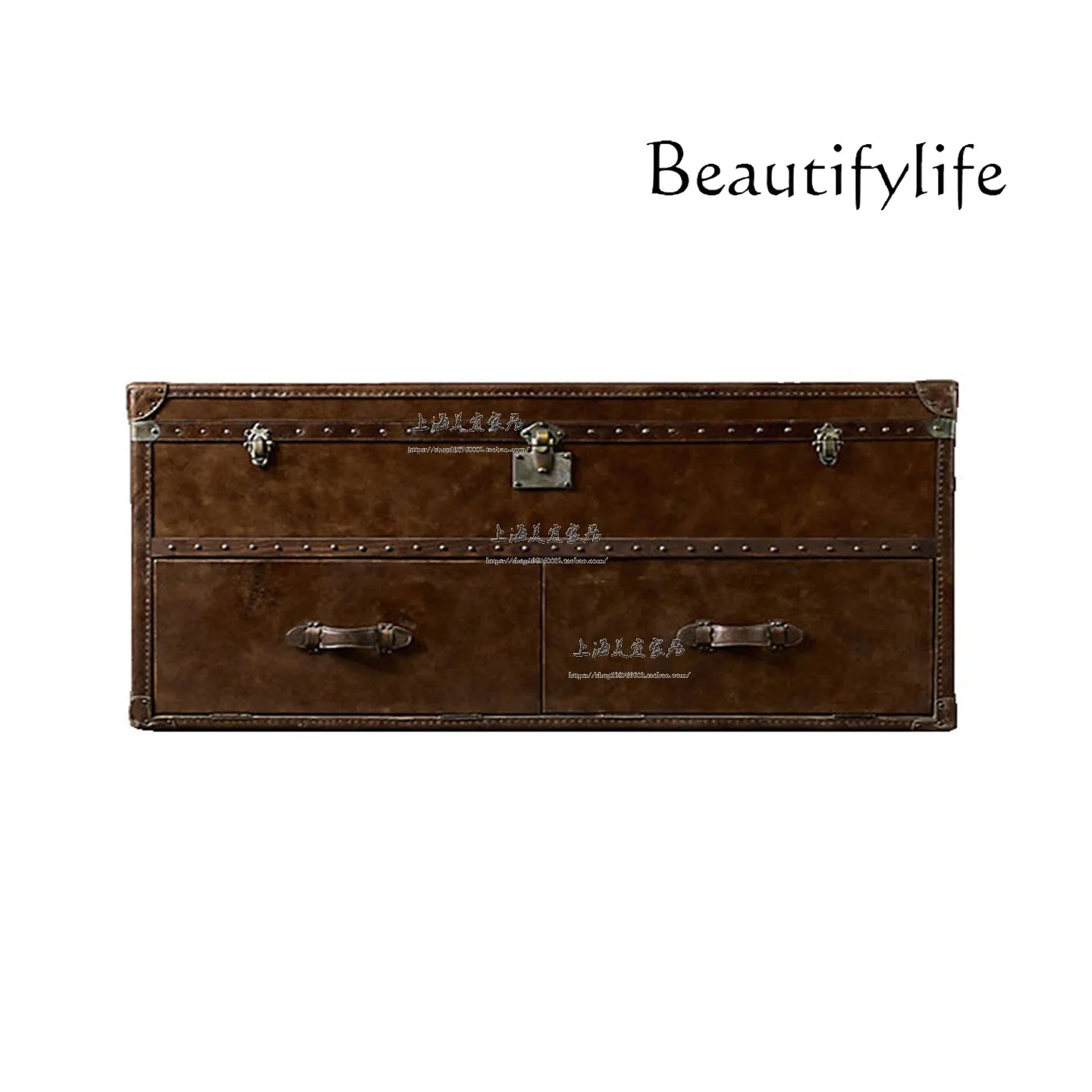 

American leather art TV cabinet industrial style villa living room audio-visual cabinet small apartment retro storage cabinet