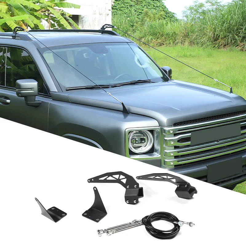 For 2024+Great Wall Haval H9 cars to cross jungles, protect engine hood, lock buckle, obstacle elimination rope accessories