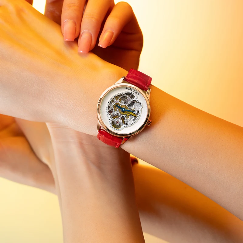 AGELOCER Original Astronomer Watch Van Gogh Oil Painting Women\'s Luxury Quartz Moon Phase Watch Birthday Gift for Women