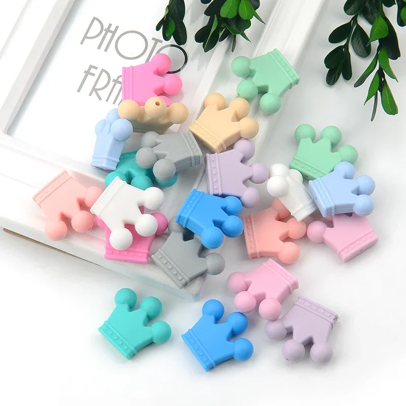 1pcs/lot Silicone Crown Beads BPA Free Silicon Teething Beads Baby Chew Teething Necklace DIY Pacifier Clips Accessory