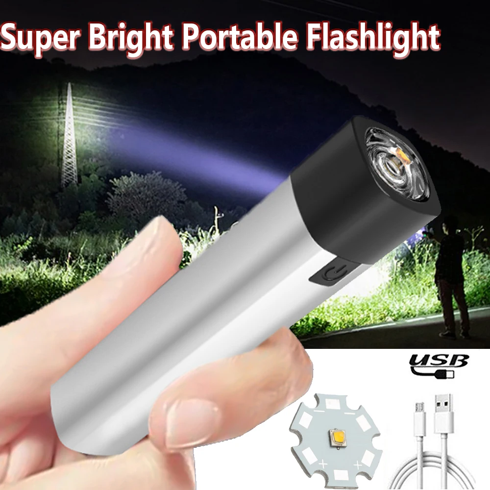 Mini Portable Super Bright LED Flashlight Long Range Outdoor Waterproof Riding Camping Hunting Strong Light White Flash Light