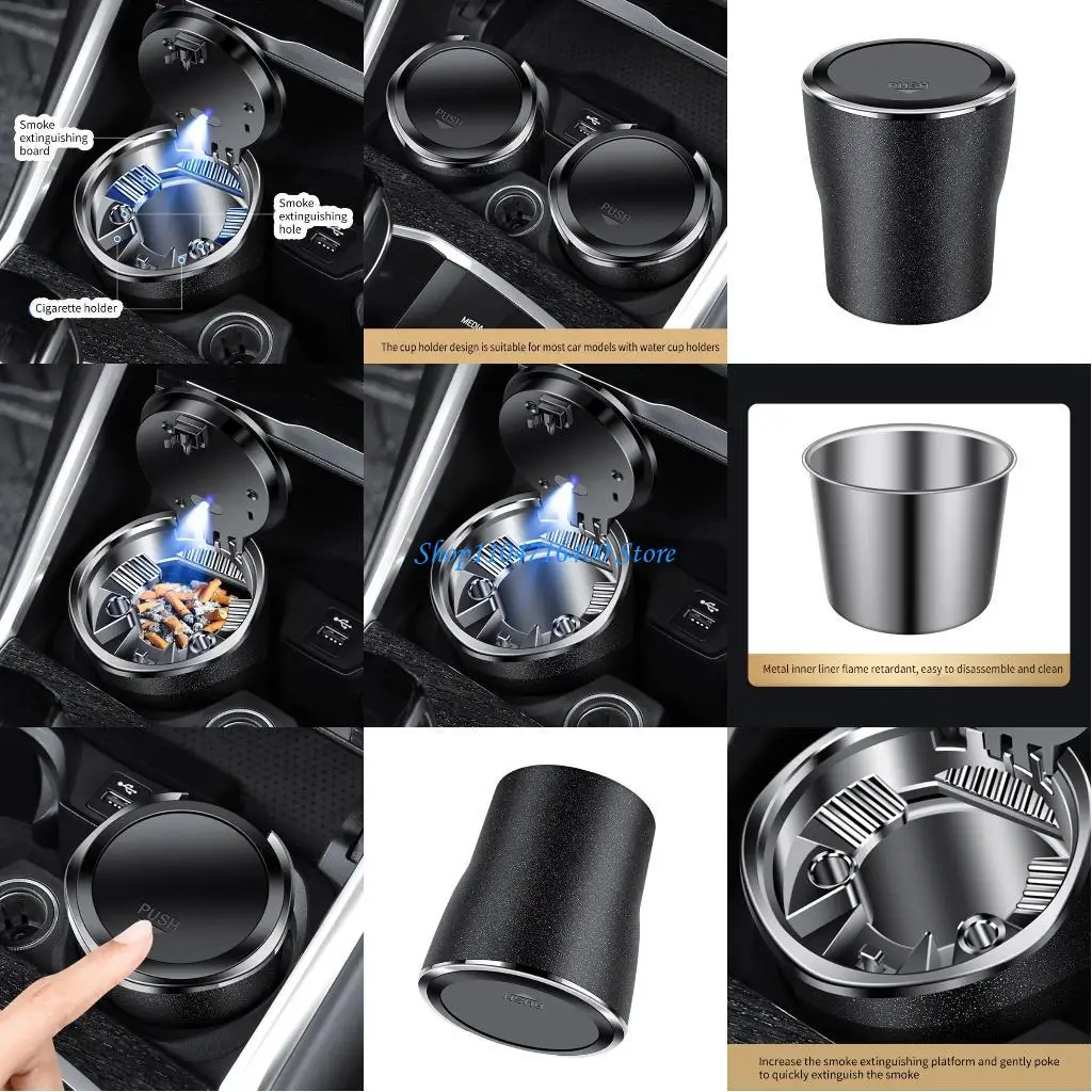 y1gd Ashtray with Lid and LED Ashtray Detachable Extinguishing Ashtray