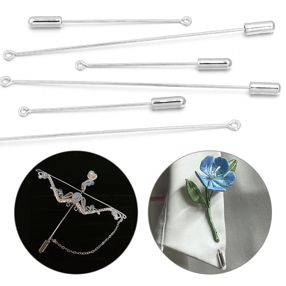 10pcs/lot Rhodium Color 9 Shape Head Pins Brooch 50/90mm Metal Eye Pin Safety Long Brooch Pins Headpins For DIY Jewelry Making