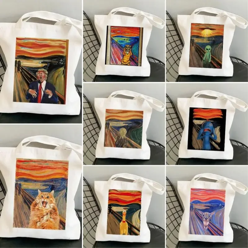 Donald Trump The Scream Shopping Bag Shoulder Bags Student Girls Cute Printed Office Casual Totes Female Large Capacity Handbags