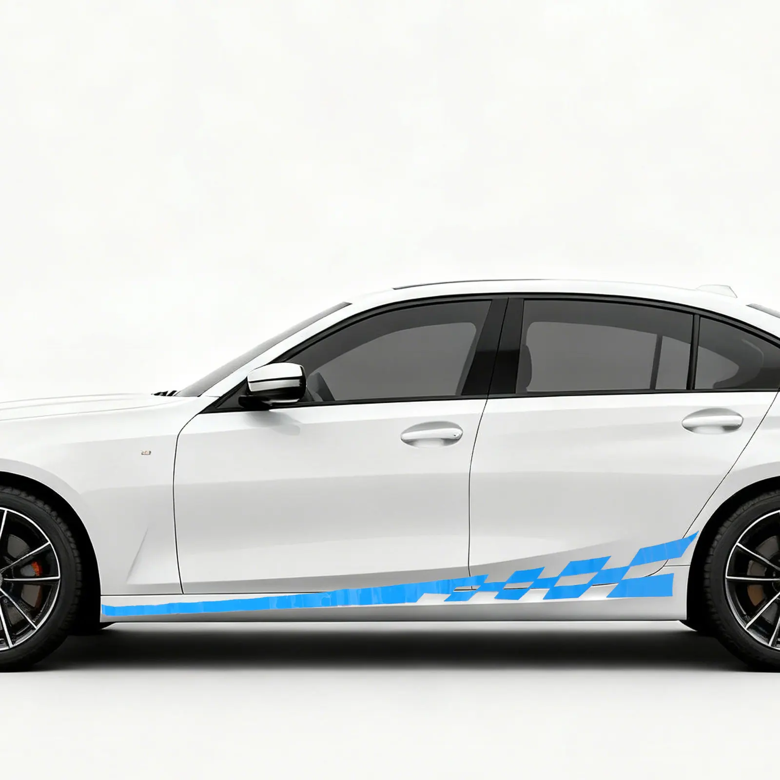 

2Pcs Car Body Decoration Side Skirt Decals Blue PVC Auto Side Skirt Stripe Stickers Racing Car Vehicle Exterior Automotive