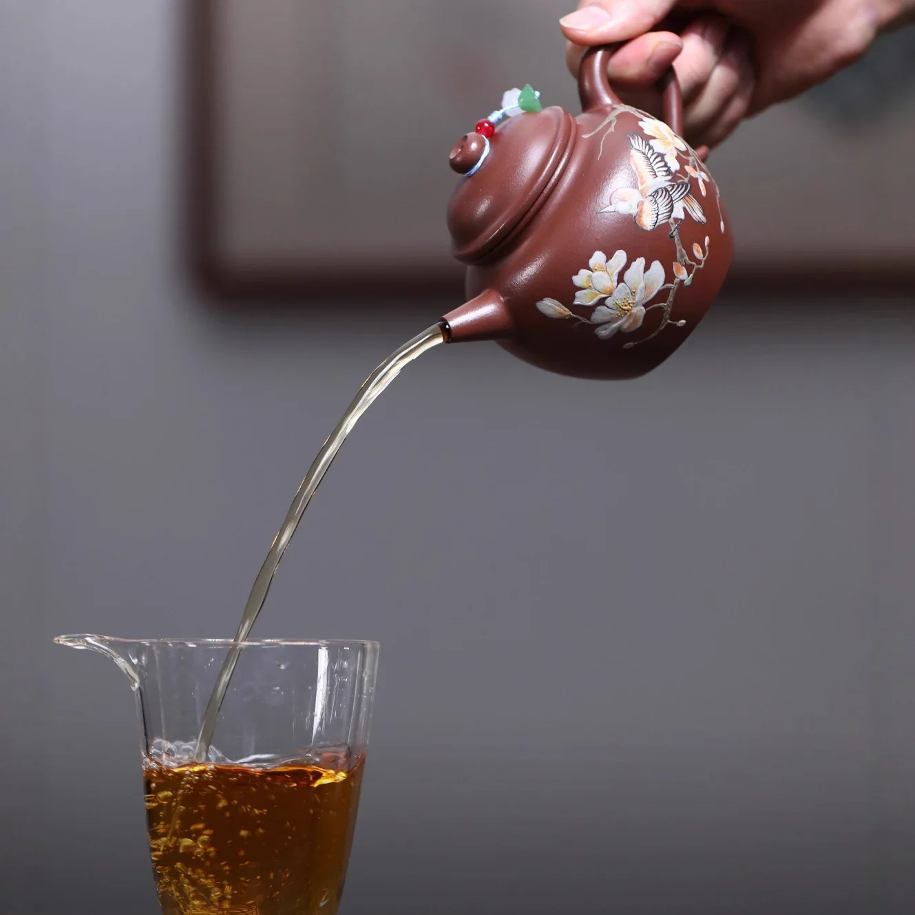 Handmade Yixing Purple Clay Pot Famous Ore Production Inner Push Ball Hole Bird Fun Fragrance High-End Teapot 290c
