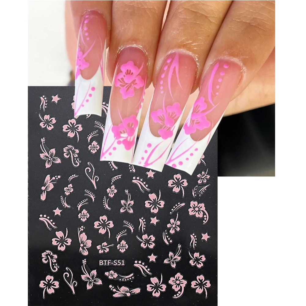 1 個 3D ハイビスカスの花ネイルステッカー自己粘着ハワイアンハイビスカスの花ネイルステッカー熱帯花びら夏マニキュア箔 # t