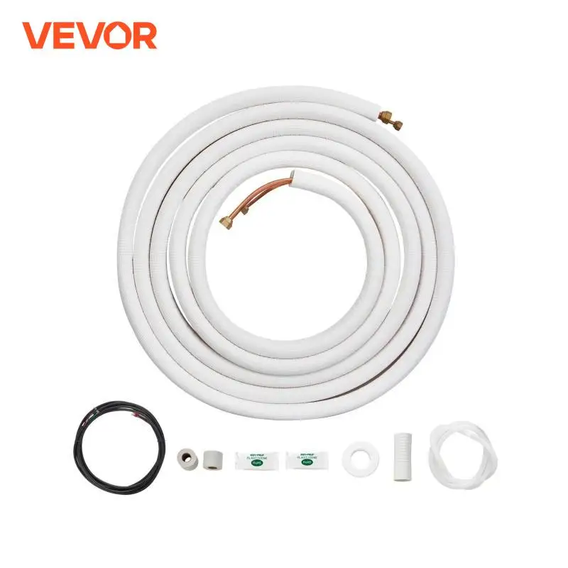 VEVOR Mini Split Line Set O.D Copper Pipes Tubing and Triple Layer Insulation for Air Heating Pump Equipment Accessories Cable