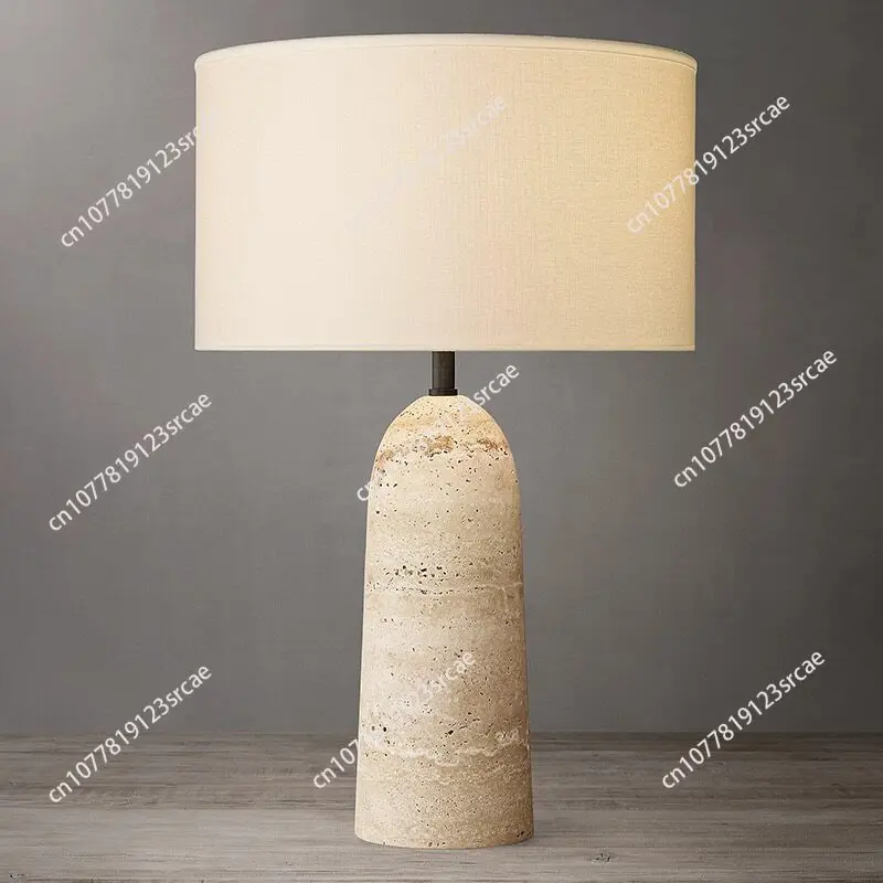Travertine table lamp living room study bedroom bedside lamp wabi sanfeng homestay decoration