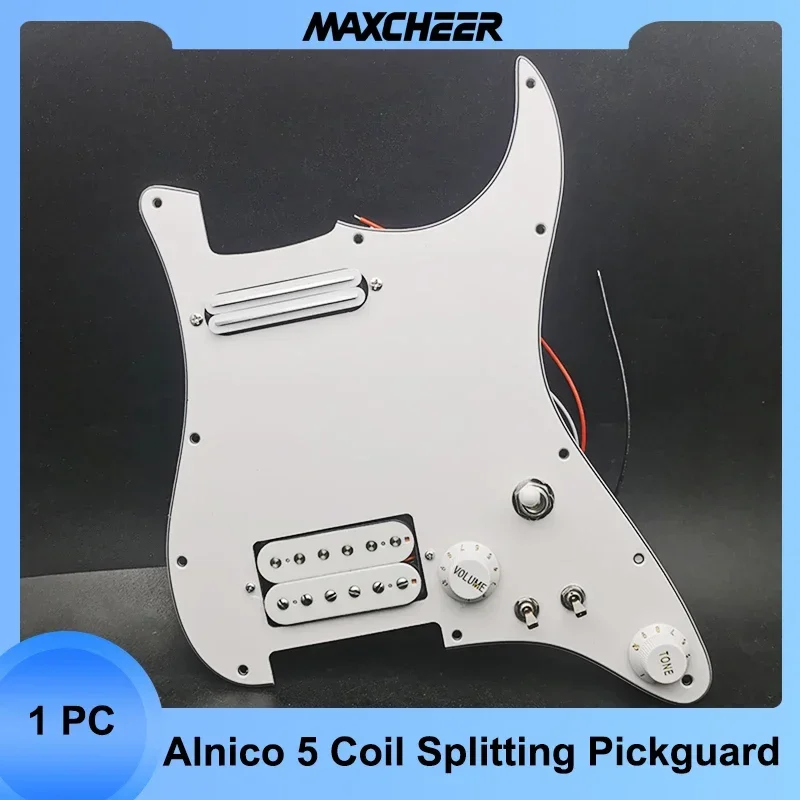 Alnico 5 Prewired Guitar Pickguard Coil Splitting Pickguard HH(Mini Humbucker+Humbucker) Loaded Pickguard with Humbucker Pickups