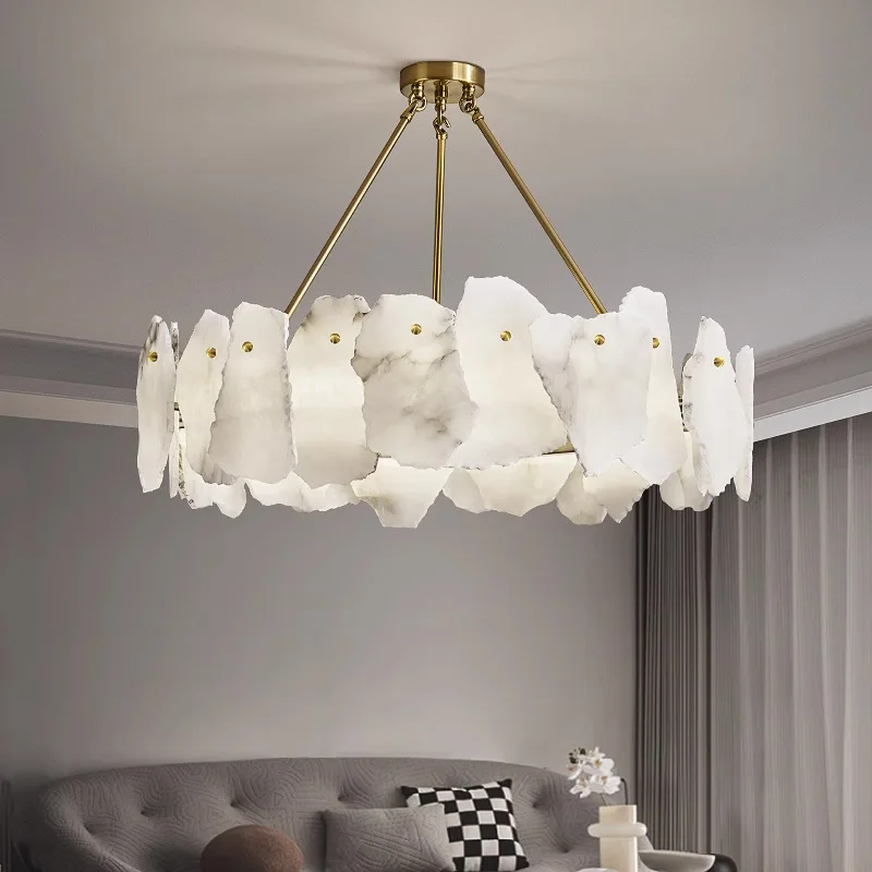 

Modern Minimalist Natural Marble Chandelier Living Room Bedroom Dining Room Elegant Lighting Designer Fixture