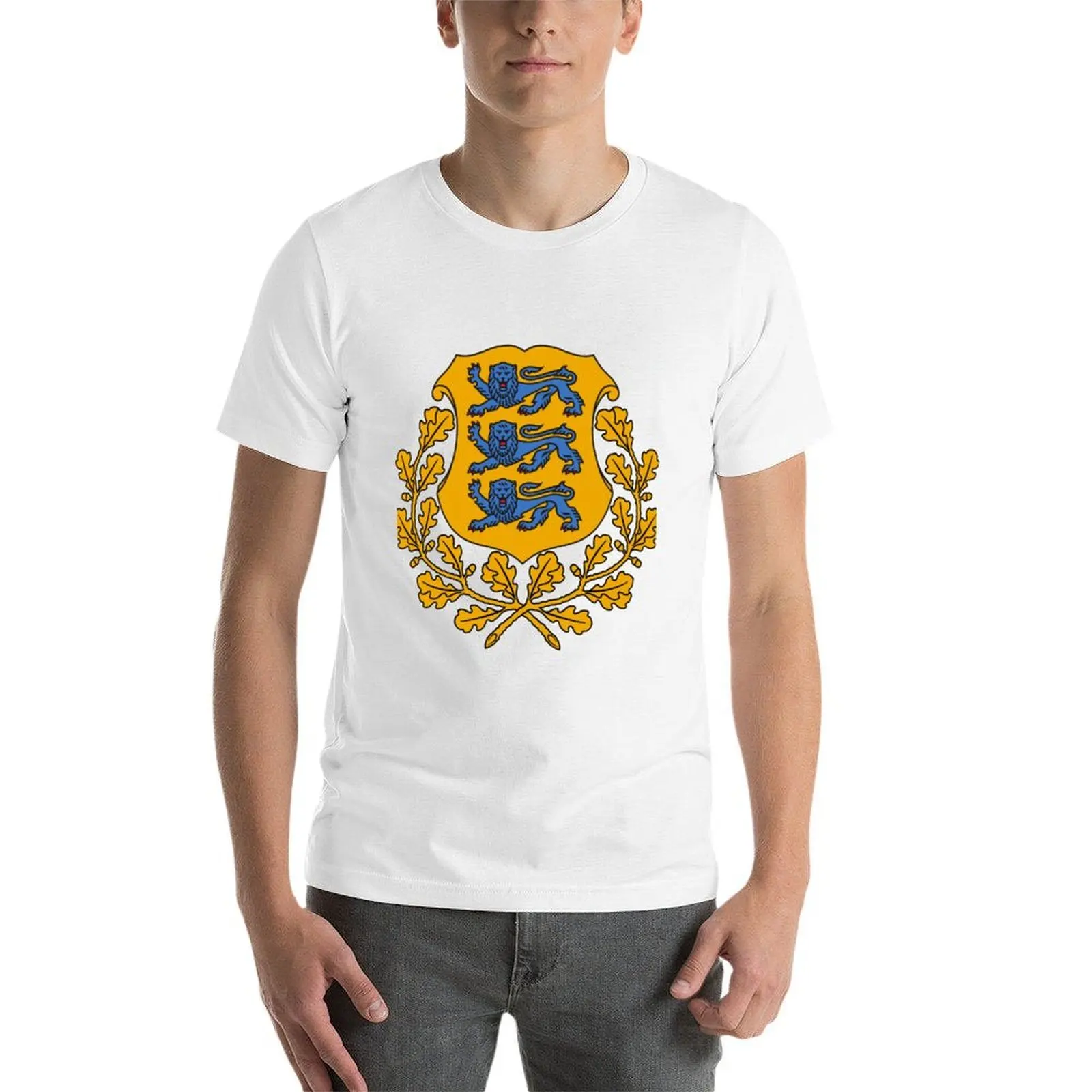 Wapenschild van Estland T-shirt t-shirts voor mannen grafische vintage katoenen t-shirt pack T-shirt