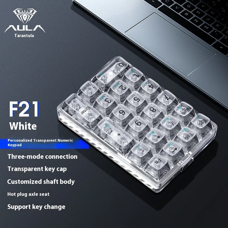 Wolf Spider F21 Digital Keypad Bluetooth Wireless Three-Mode External Mechanical Keyboard Customized Pad Hot-Swappable Transpare