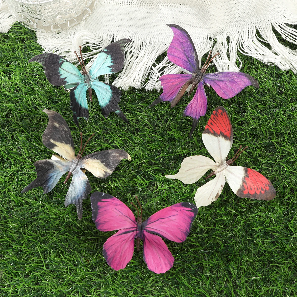 AWAYTR Flannel Butterfly Hairpin Cute Barrette Hair Clip Women Girls Printed Hairgrips Hair Clip Party Hair Accessories