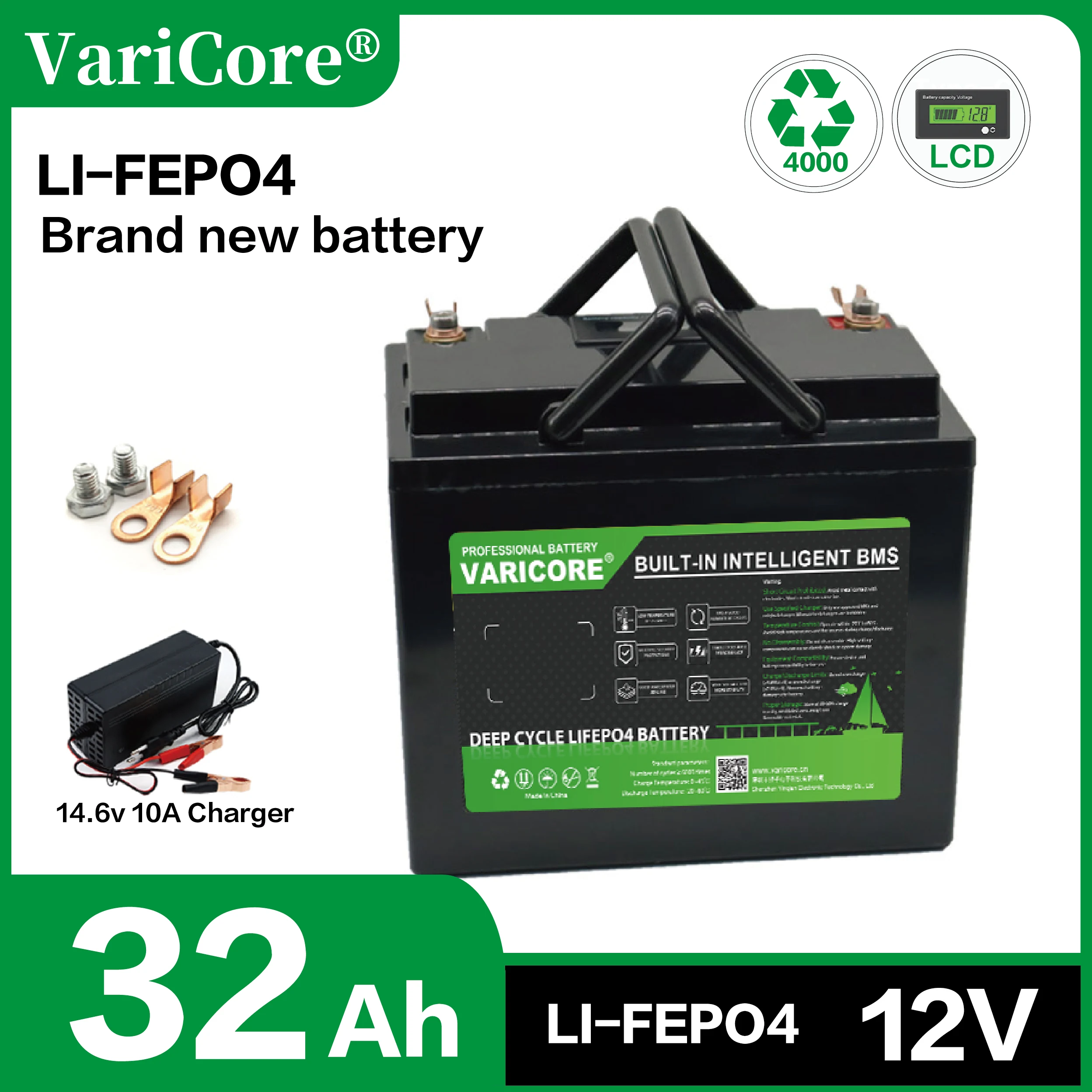

VariCore-LiFePO4 12V 32Ah Outdoor power supply, solar battery, RV battery, spare battery, large-capacity battery
