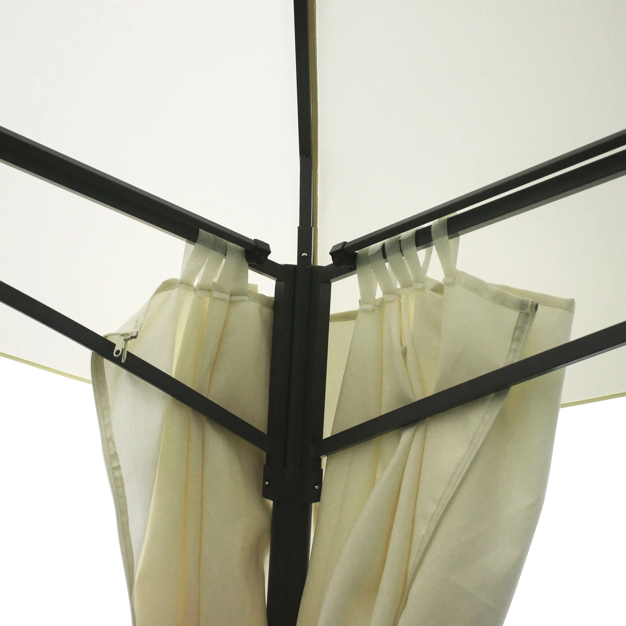 13' X 10' Patio Gazebo, Double Vented Canopy Shelter, Curtains, Steel, Beige image 7