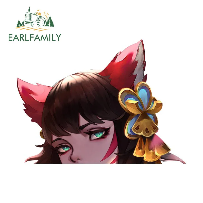 EARLFAMILY 13cm for League Of Legends Ahri Car Sticker Car Door Protector Decal Vinyl Waterproof Windows Creative JDM Decoration