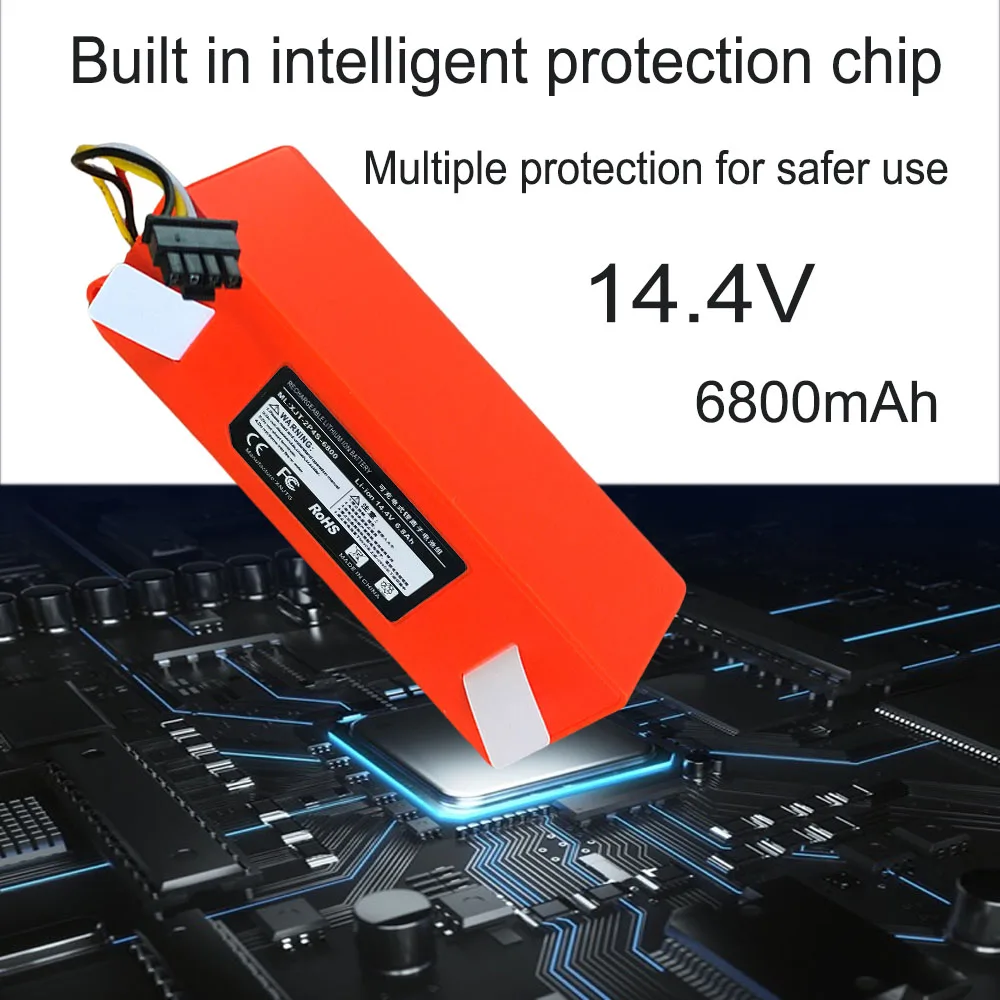 6800mAh 14.4V Li-ion Battery Vacuum Cleaner accessories For Xiaomi Mijia1S Roborocks S50-55 S5 Max S6 S7 Sweeping Robot Battery
