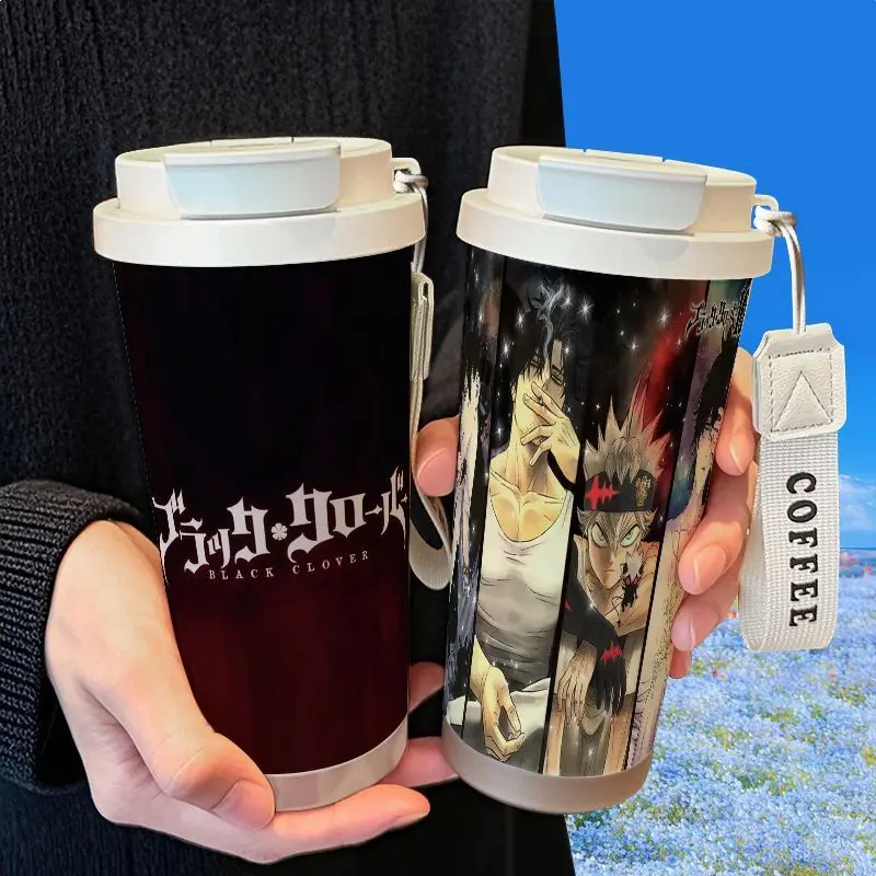 Black Clover Yuno Grinberryall Asta Noelle Silva Large Capacity Thermos High Color Creative Portable Car Double Drink Coffee Cup