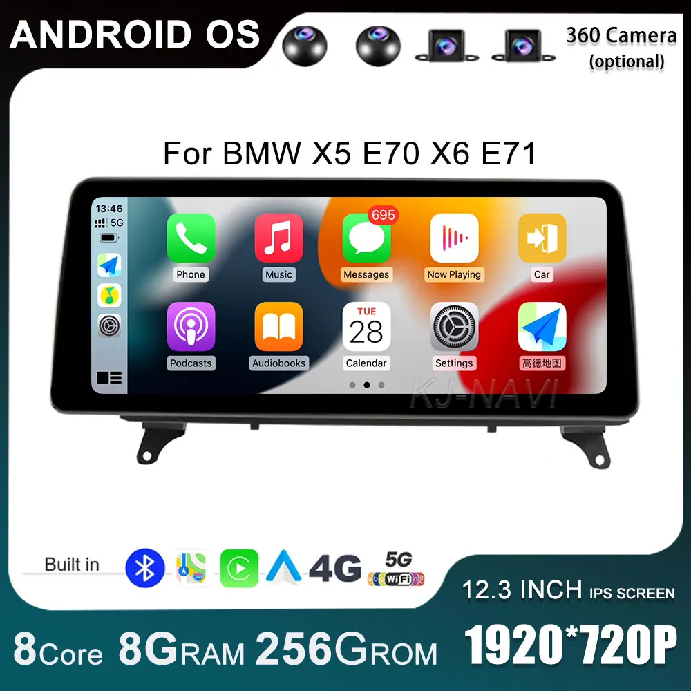 

12.3 Inch Android 14 For BMW X5 E70 X6 E71 2007-2017 Car Auto Radio Player Multimedia Original GPS Navigation Stereo BT WIFI
