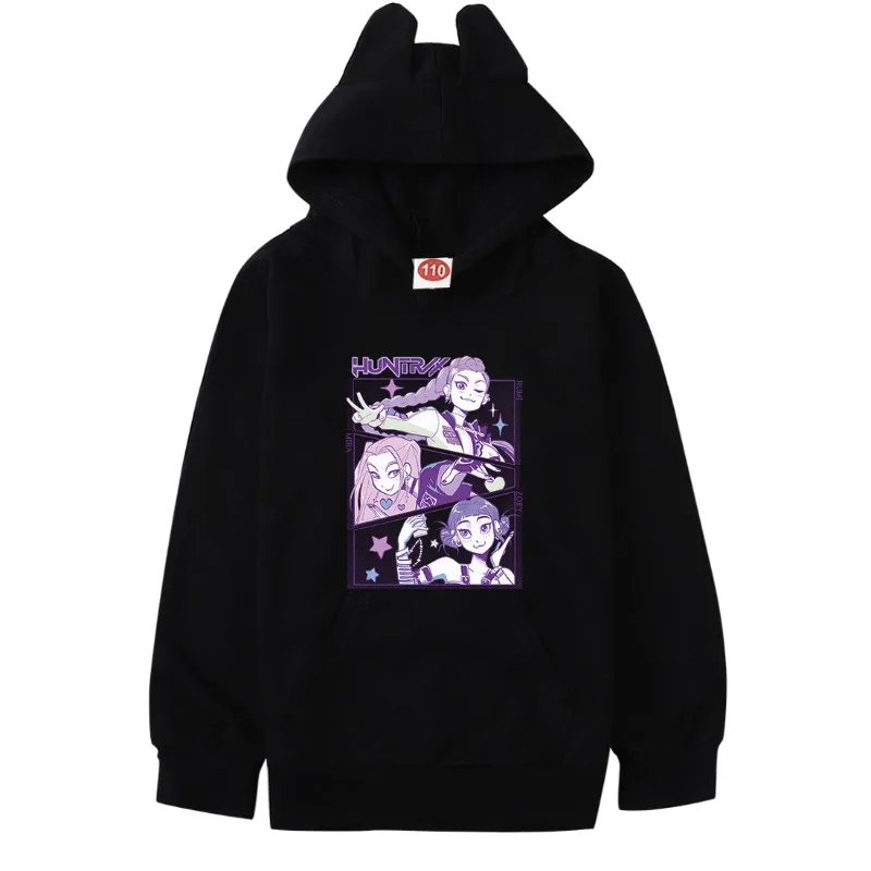 

KPop Охотники на демонов, укороченная толстовка с кошачьими ушками и длинными рукавами, толстовка с принтом Миры Руми Зои, укороченный топ, женские толстовки