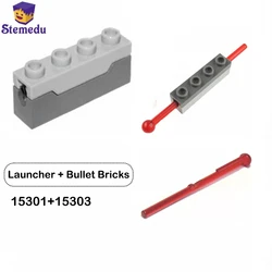 Bloques de construcción mecánicos de rompecabezas de tecnología, piezas de arma de dardo de tirador de juguete Moc, compatibles con Legoeds 15301 + 15303, lanzador + balas