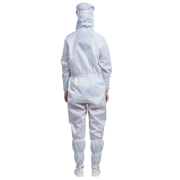 H-1133 Side Access Dustproof Adjustable Cleanroom Coverall Anti-Static High-Temp Resistant for Semiconductor Printing Cosmetics