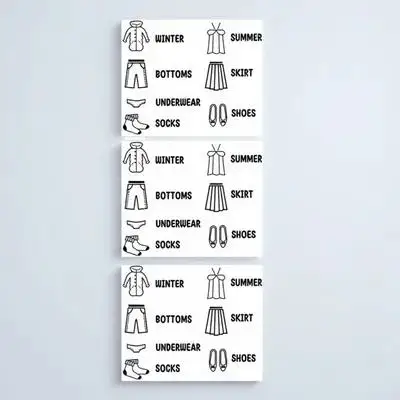 3 قطعة تسمية تخزين الملابس ملصق مائي مضمد منظمة ملصق غسل فرز جدار ملصق مائي لخزانة الحضانة القابلة للإزالة