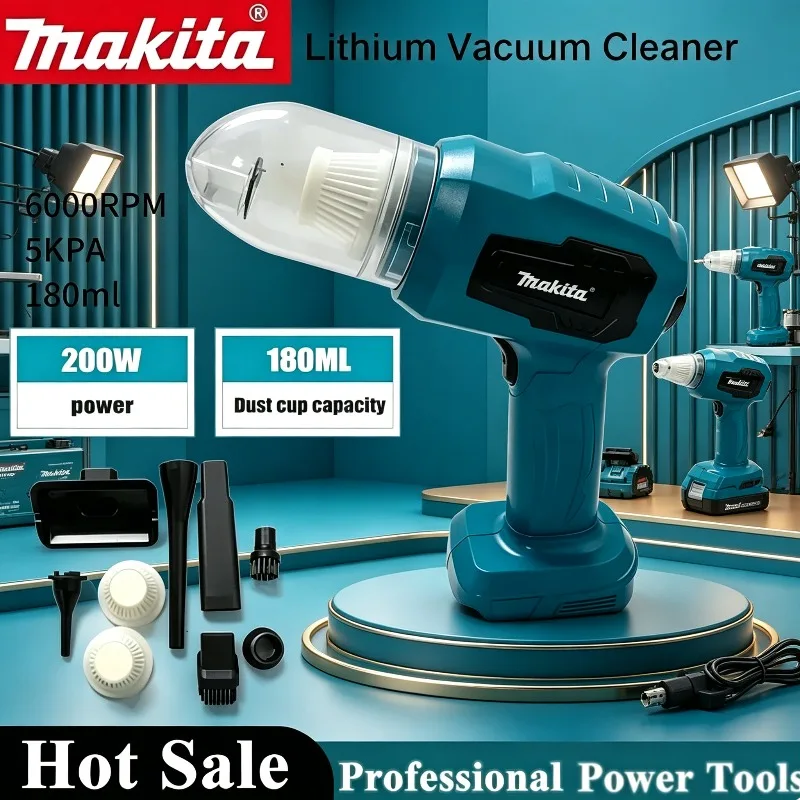 

Makita Rechargeable Dust Collect Power Tool For 18V Battery Cordless Mini Car Vacuum Cleaner Multifunction Handheld