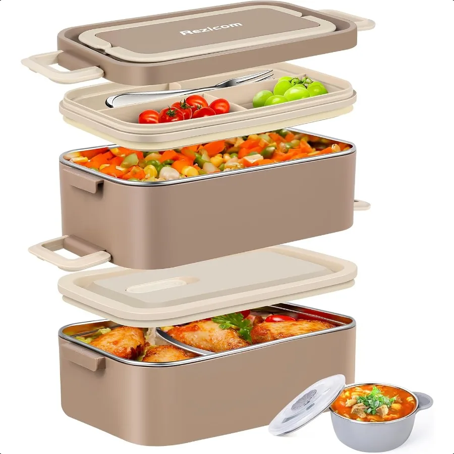 

Stainl Steel Lunch Box for and Adult Two Layer 2 L Capacity LeakProof Bento Box for Lunch Containers for Women School Office wi
