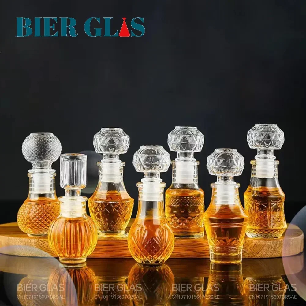 5 10 15 Pcs Whiskey Liquor Bottle 50ml Cute Glass Dispenser Mini Alcohol Guest Gift Wedding Decanter Wine Pot Shot Jars Bar Set