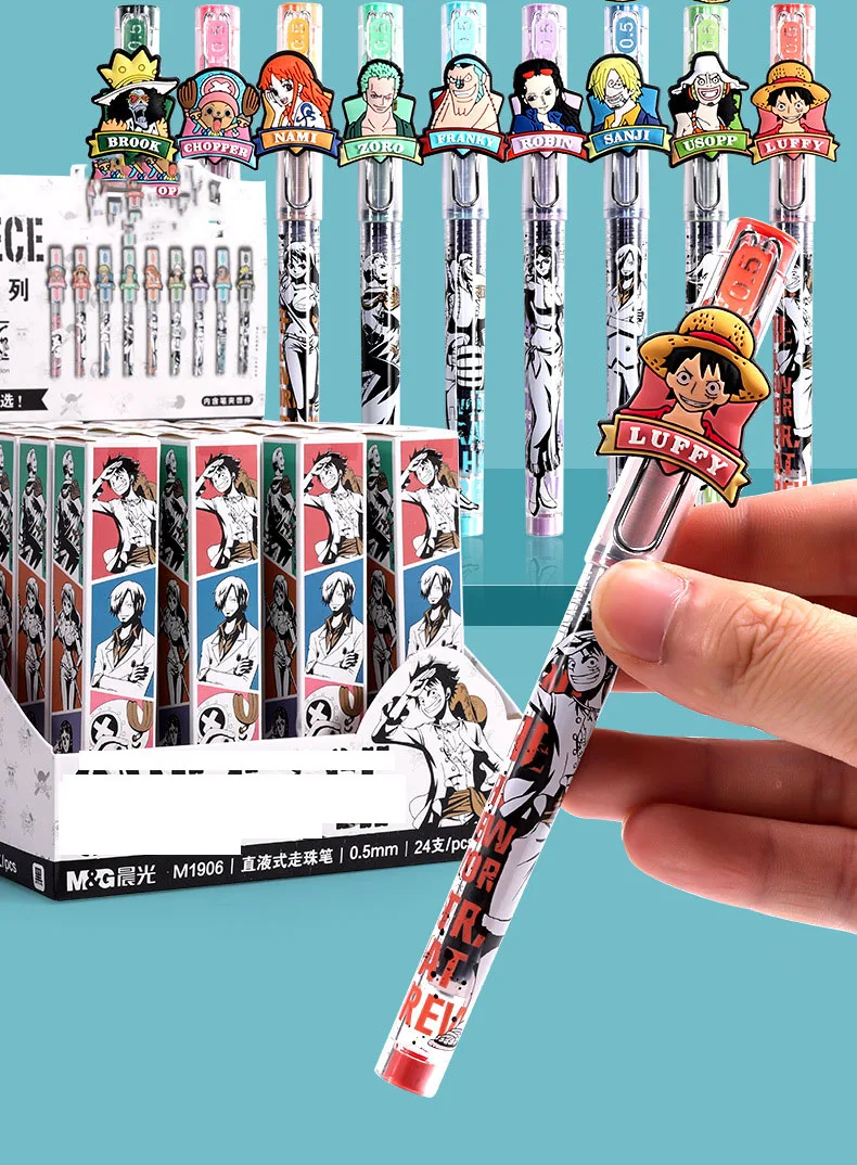 

New model Luffy Gel Pen Anime 0.5mm Black Ink Ballpoint Pens Student Exam Pen School Stationery Office Signature Pen Accessories