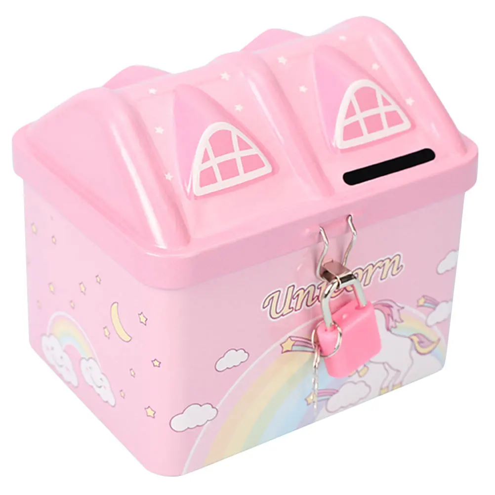 حصالة على شكل خنزير للأطفال مع قفل بنك معدني على شكل منزل إبداعي للأطفال هدية عيد ميلاد ديكور غرفة بنوك أصبع للفتيات للأطفال #1