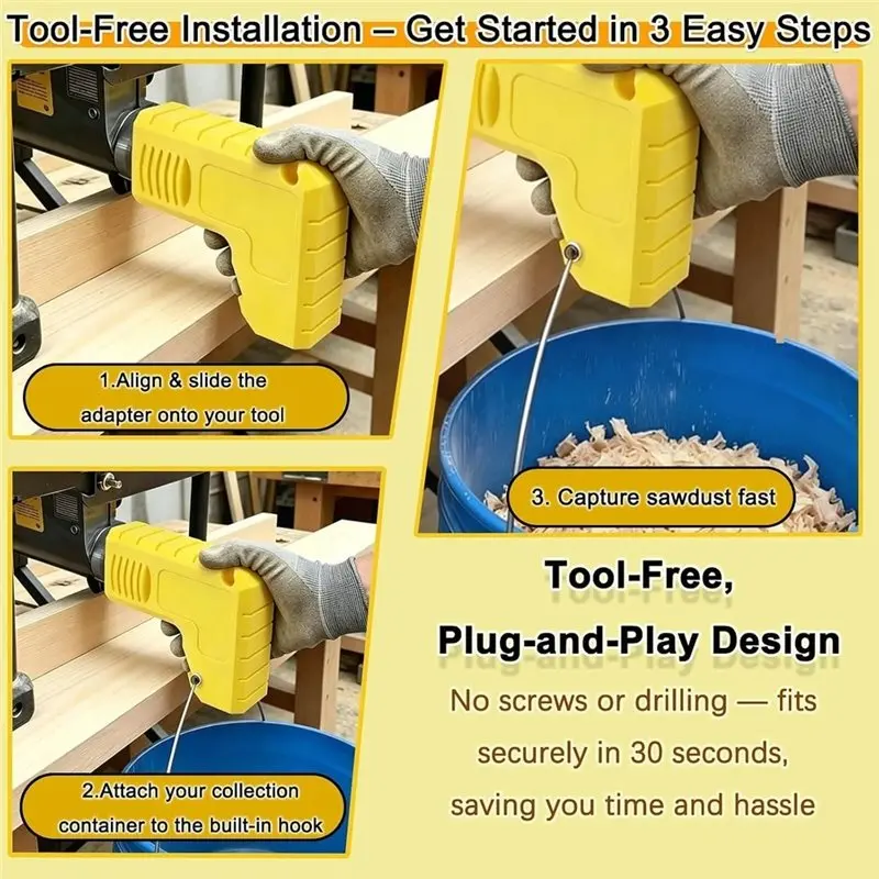 A93E-For Workshop Dust Collector Adapter, Table Saw 2.05 Inch Connector With Dust Bag& Built-In Bag Hook