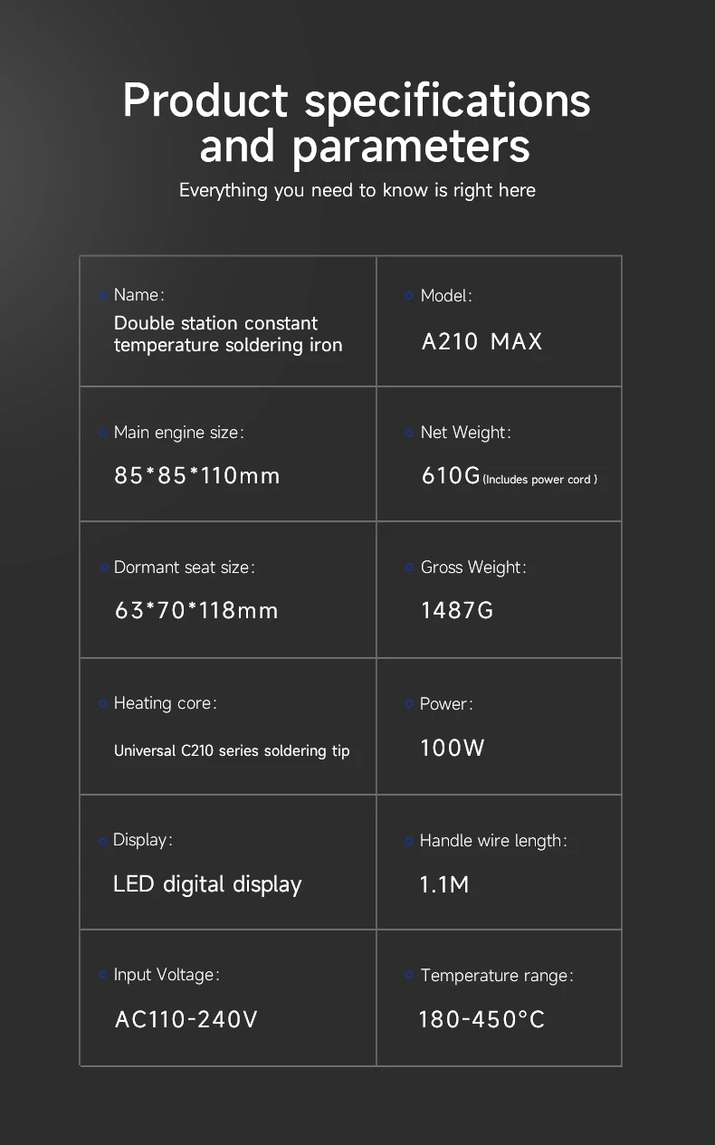 MECHANIC A210 Max Dual-Station Constant Temperature Desktop Soldering Station For C210 Soldering Iron Handle Rework Station Tool