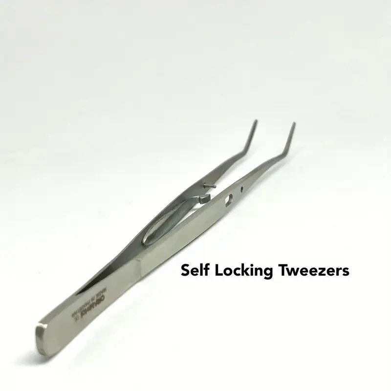 Denilk 1pc Self Serrated Tweezer Specialised Dental And Surgical Tweezer Spring Action Tweezer Locking Tweezer