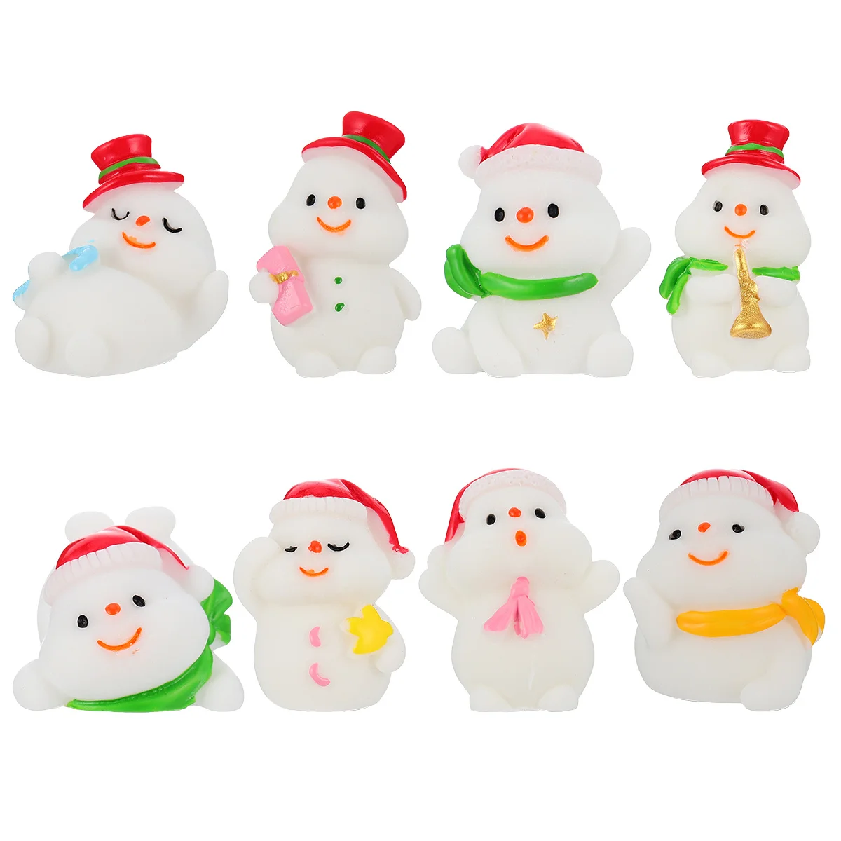 

8Pcs Desktop Snowman Decoration Resin Christmas Theme Mini Ornament for Home Office Holiday Decor Collection Christmas Ornament