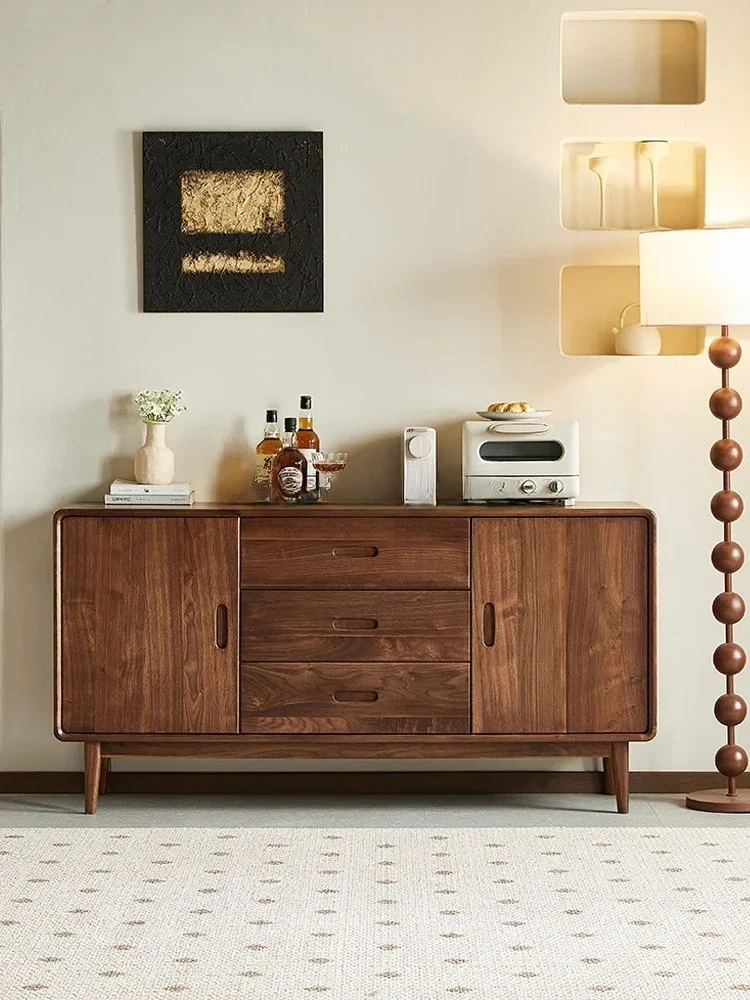 

Обеденный боковой шкаф из массива дерева, североамериканский шкаф для чая из черного ореха, боковой шкаф для хранения в скандинавском ресторане2005