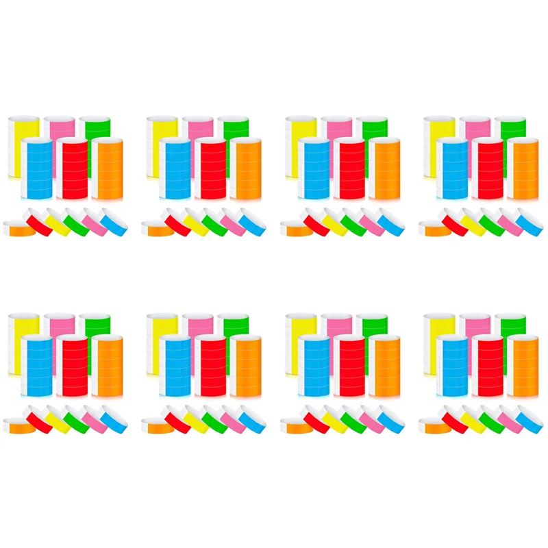 4800Pcs 방수 핸드 밴드 이벤트를위한 네온 손목 밴드 콘서트 손목 밴드 파티-VVNB를위한 접착 손목 밴드