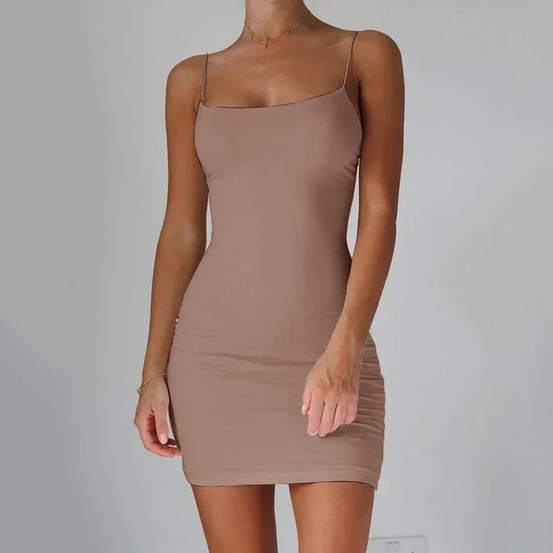 High Waist Women Mini Dress Sexy Spaghetti Strap Bandage Backless Bodycon Dress Summer Slim Sleeveless Dresses Sheath Vestidos
