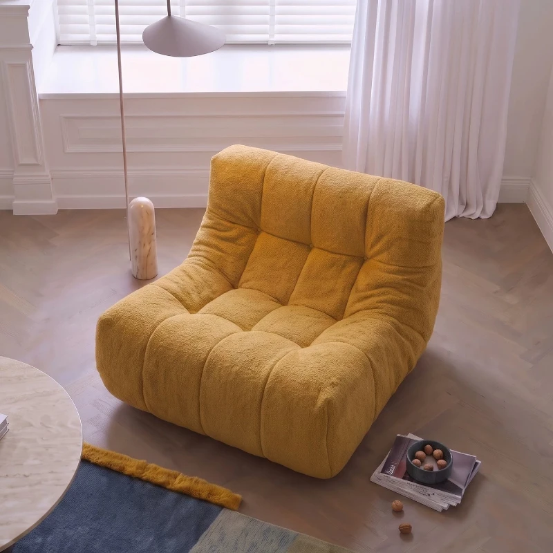 Single Nordic Simple Large Living Room Fabric Sofa Lazy Floor Sofa Chair Bedroom Height Density Sponge Leisure Recliner