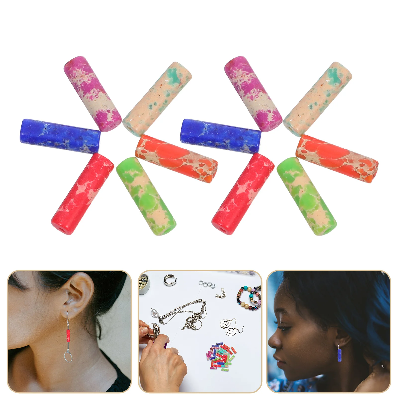 

30Pcs Natural Stone Column Beads Polished Surface Vibrant Color Options Enhance Crafting Efficiency DIY Necklace Bracelet