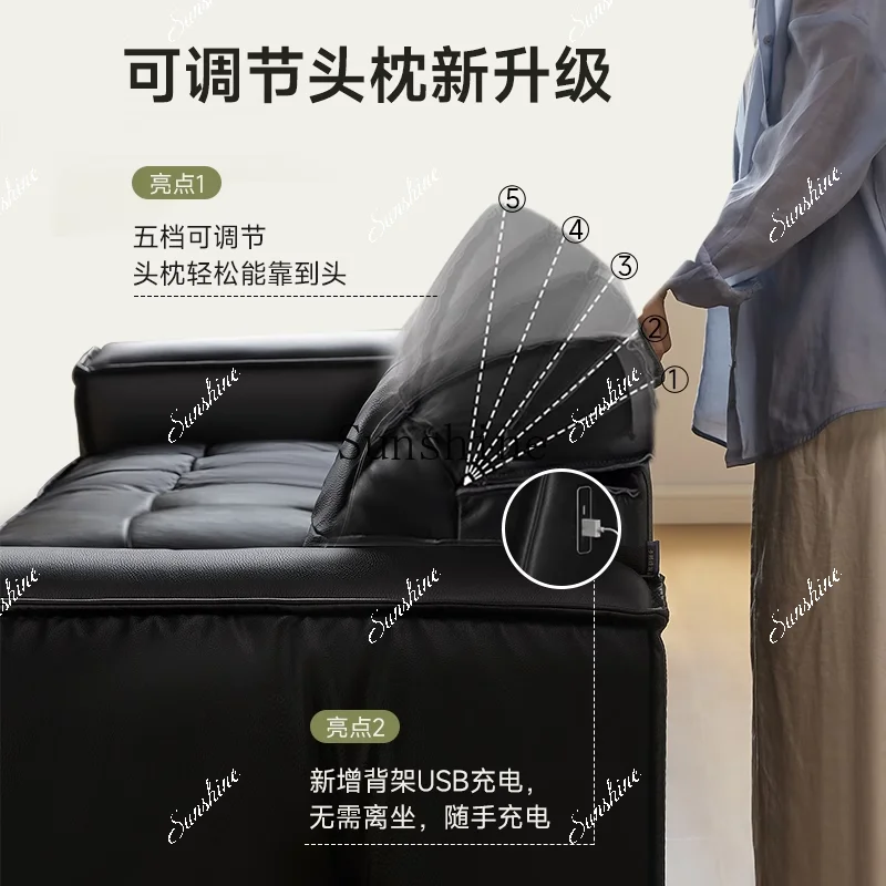 

Electric sofa leather adjustable French retro oil wax leather green multi-functional FT